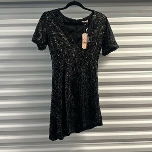 Short Shimmering Black Cocktail Dress